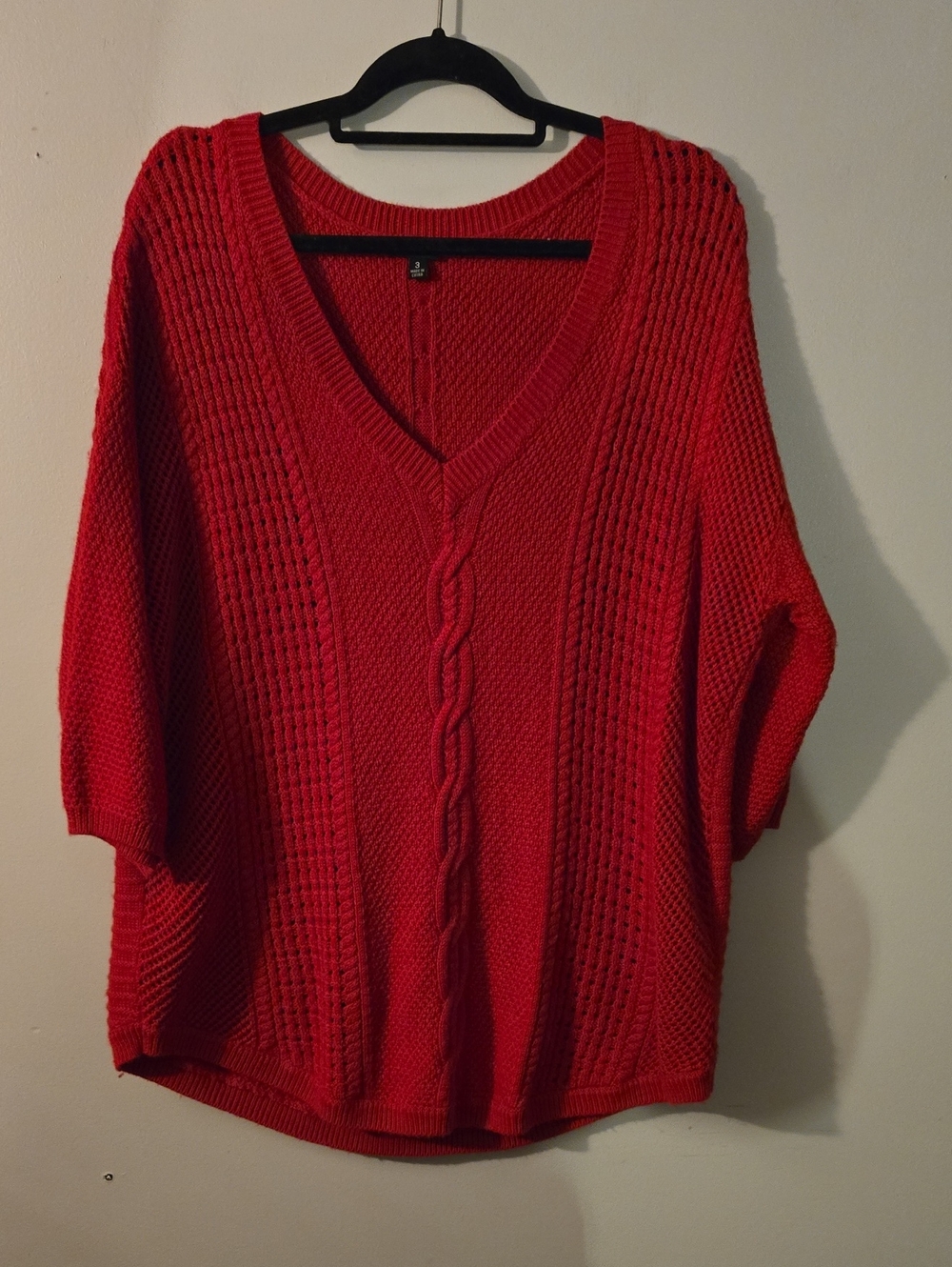 torrid Red V-Neck Cable Knit Sweater